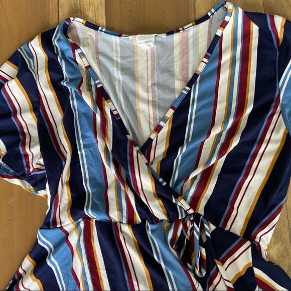 Caution to the Wind Striped Wrap Shirt - size Large - Picture 2 of 4